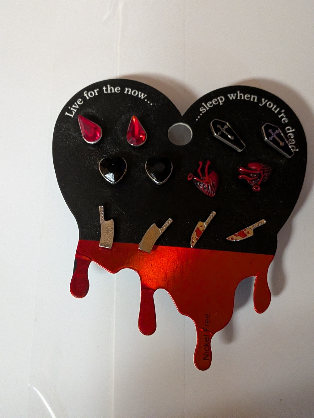 Hot Topic - Knife, Coffin And Heart Earring Set